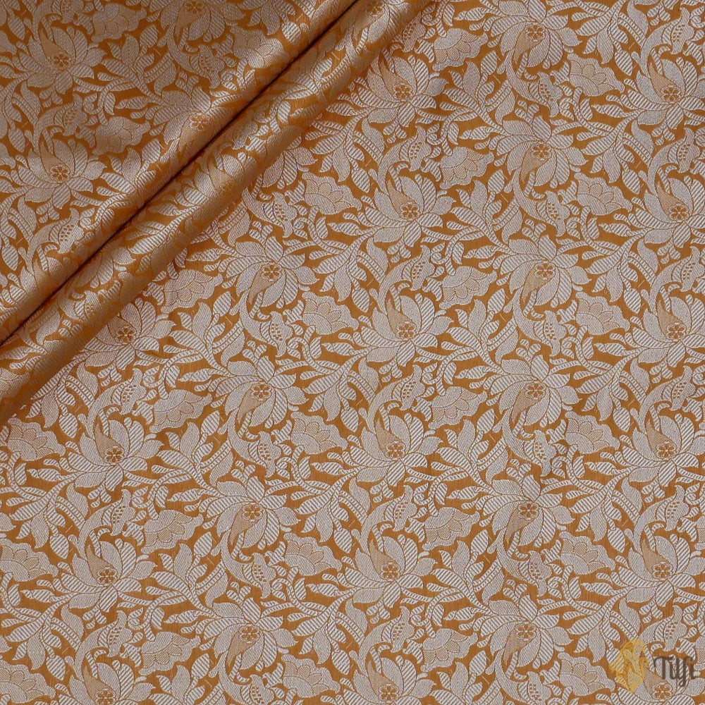 Dark Mustard Pure Katan Silk Banarasi Handloom Fabric