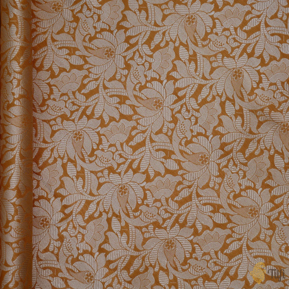 Dark Mustard Pure Katan Silk Banarasi Handloom Fabric
