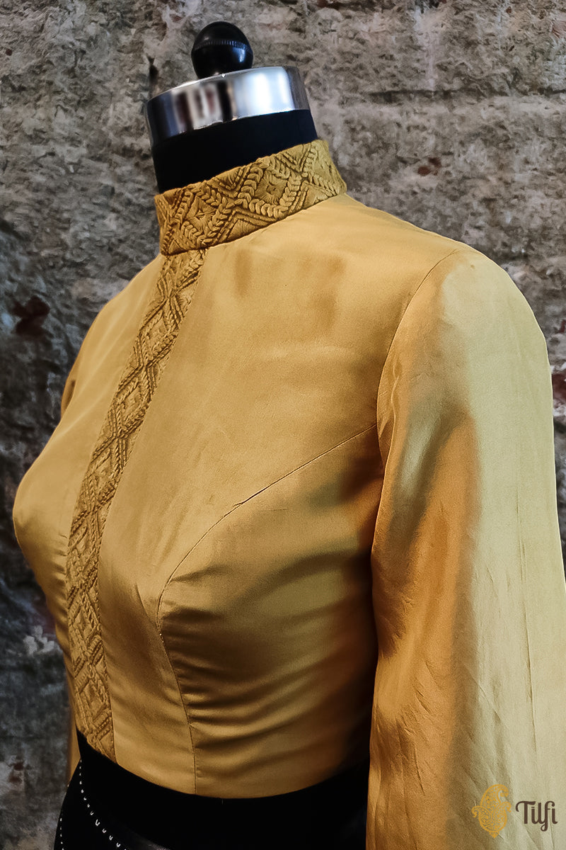 Mustard Long Sleeved Silk Blouse