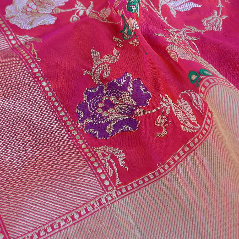 Rani-Red Pure Katan Silk Banarasi Handloom Dupatta