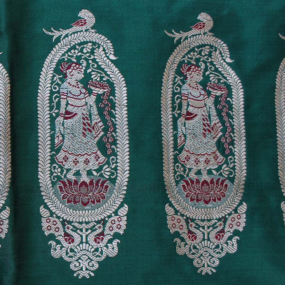 Rama Green Pure Katan Silk Banarasi Handloom Dupatta