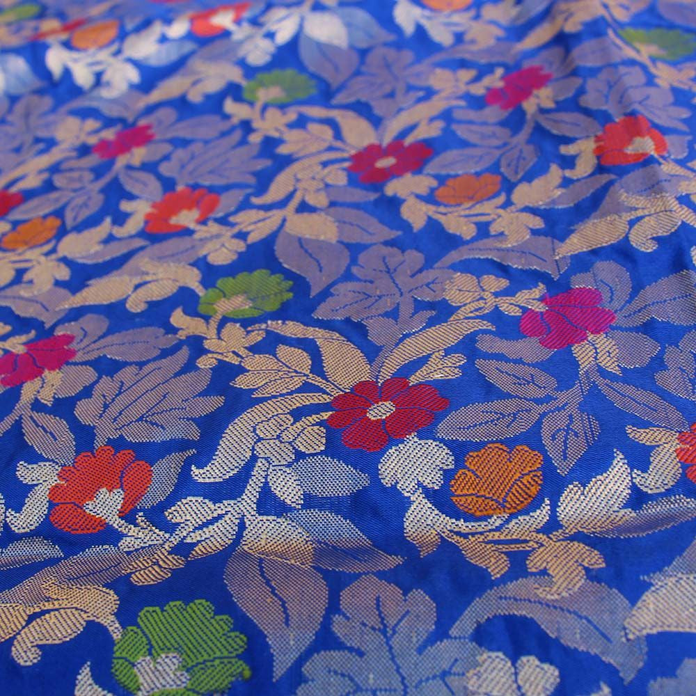 Royal Blue Pure Katan Silk Banarasi Handloom Dupatta - Tilfi