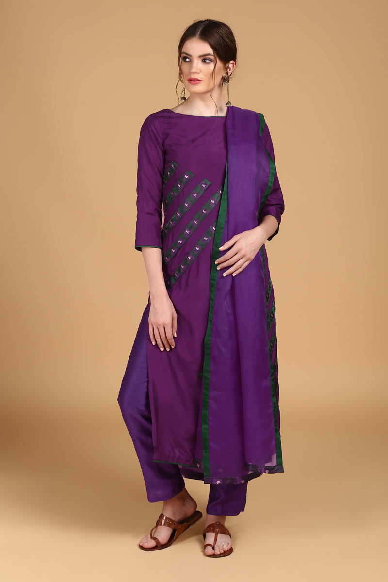 Dark Purple Embroidered Georgette Salwar Suit Latest 2657SL05