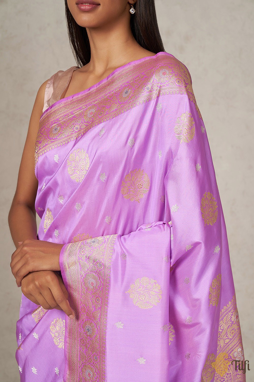 Lilac Pure Katan Silk Banarasi Handloom Saree