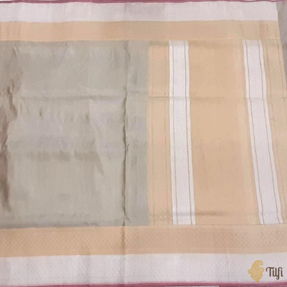 Light Sage Green Pure Ektara Silk Tissue Banarasi Handloom Saree