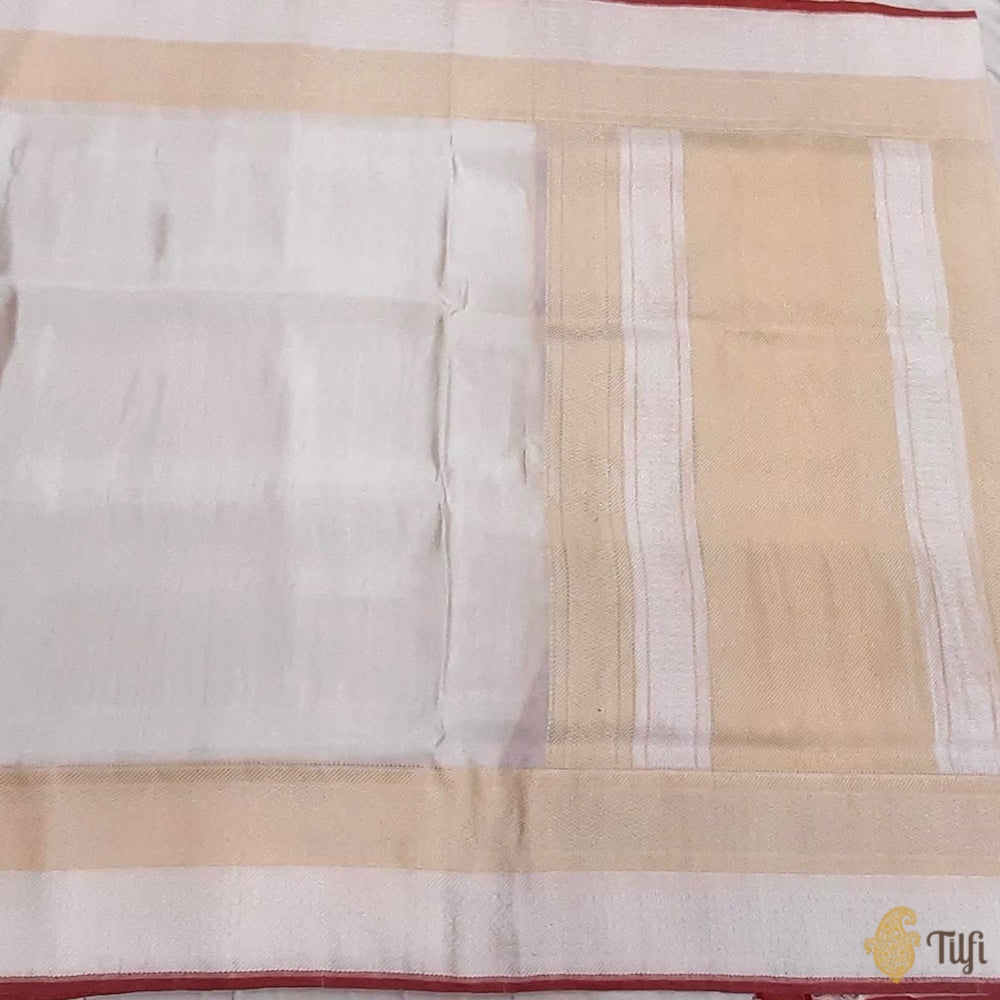 White Pure Ektara Silk Tissue Banarasi Handloom Saree