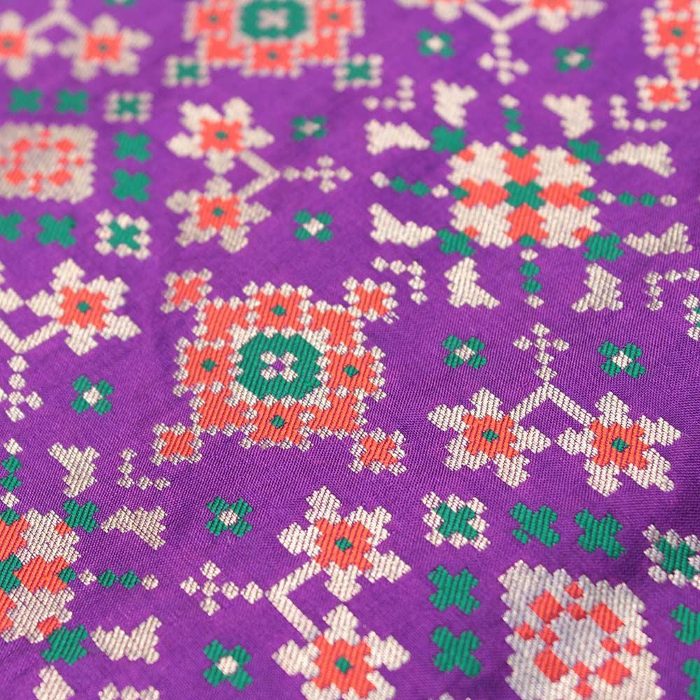 Purple Pure Katan Silk Banarasi Patola Handloom Saree - Tilfi