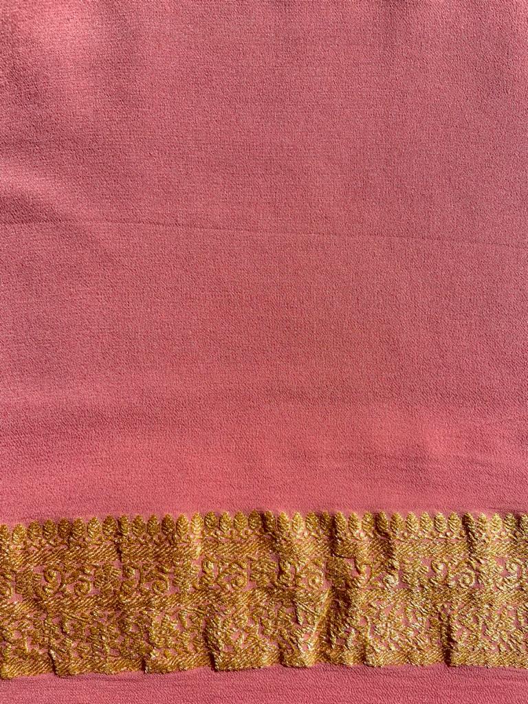 Hues of Pink Pure Khaddi Georgette Banarasi Handloom Saree