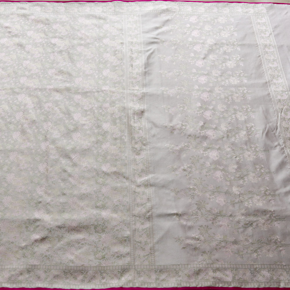 Pre-Order: Off-White Pure Soft Satin Silk Banarasi Handloom Saree