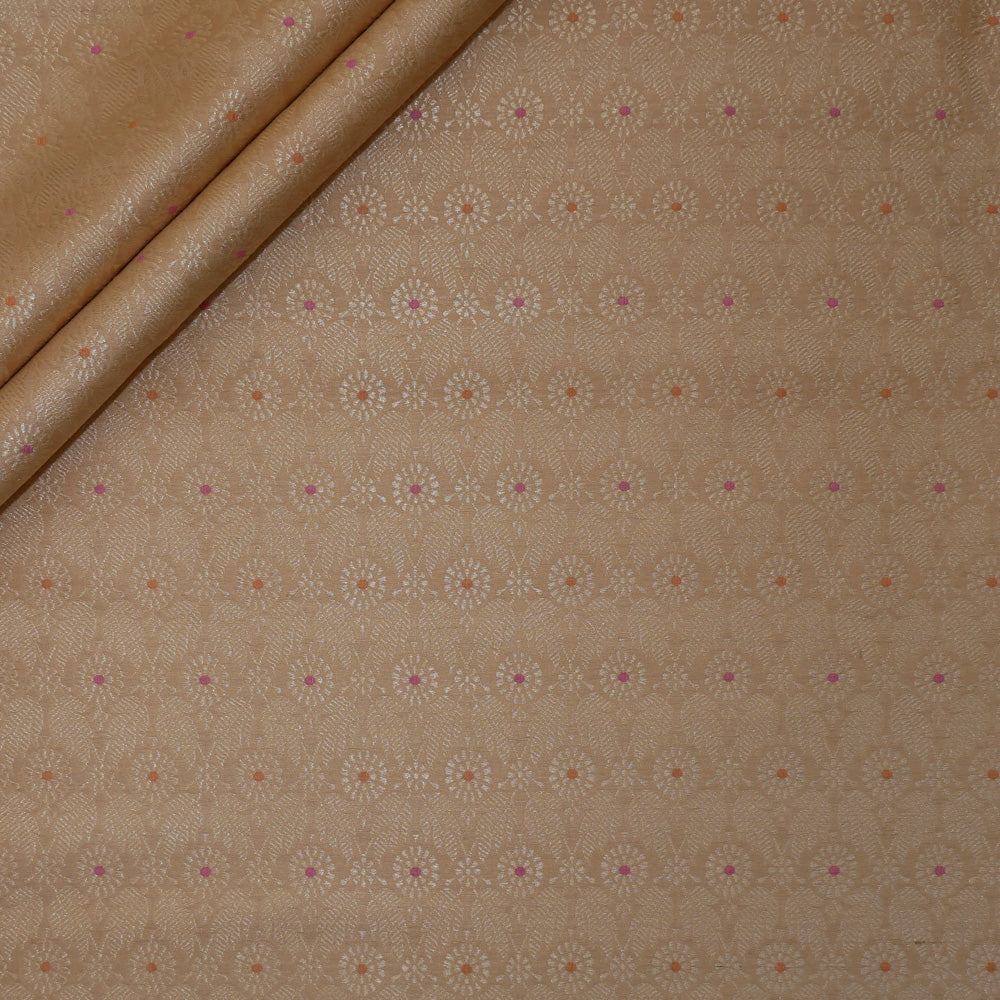Light Peach-Beige Pure Katan Silk Banarasi Handloom Fabric