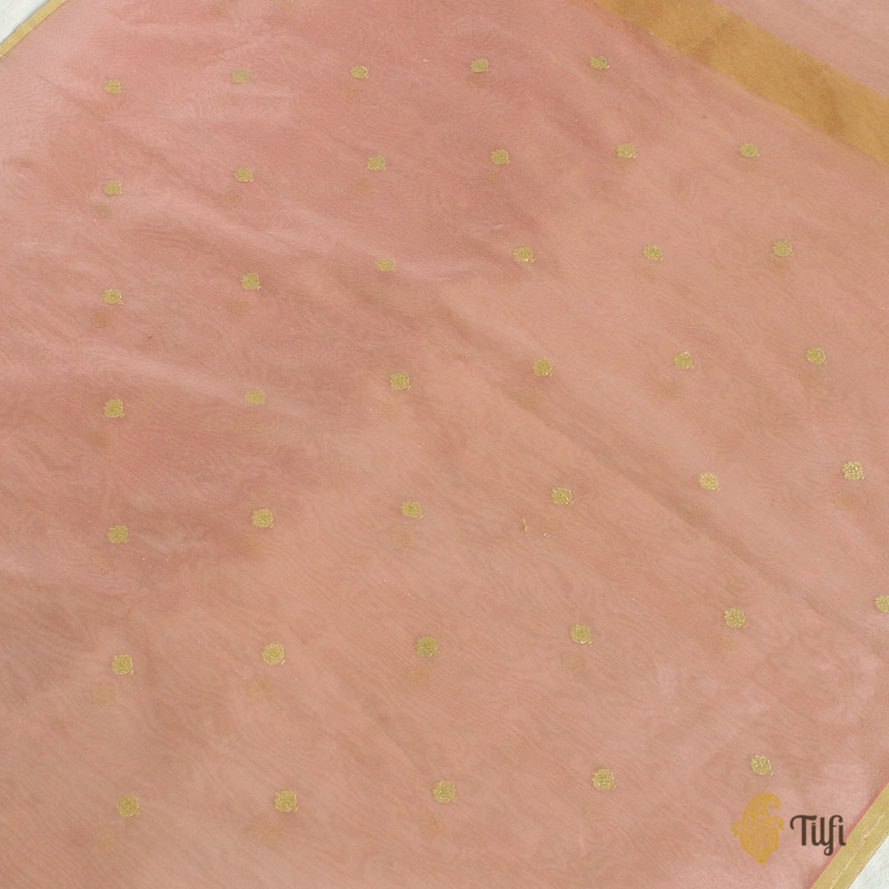Pink Pure Kora Tissue Banarasi Handloom Dupatta
